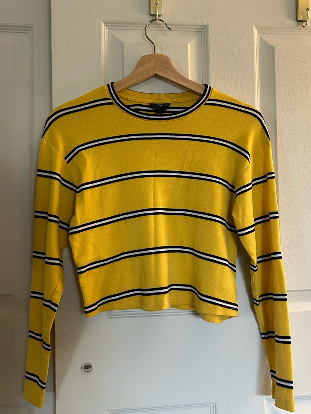 Topshop Yellow Striped Croptop